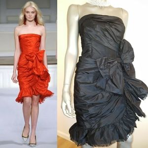 ❤️BUY2️⃣GET1️⃣🆓♧$5,000 OSCAR DE LA RENTA BLACK SILK BOW RUNWAY DRESS 6